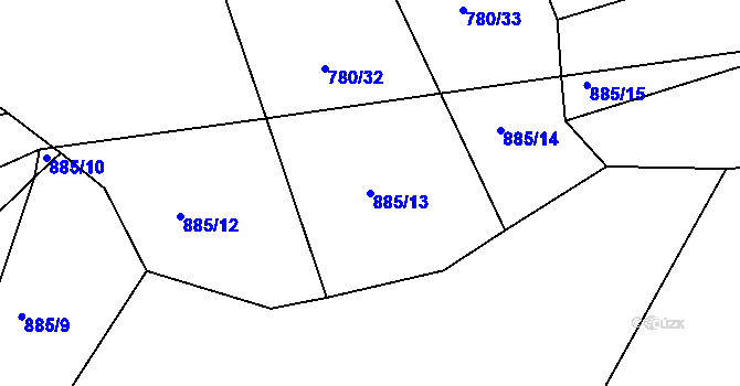 Parcela st. 885/13 v KÚ Nová Ves u Světlé nad Sázavou, Katastrální mapa