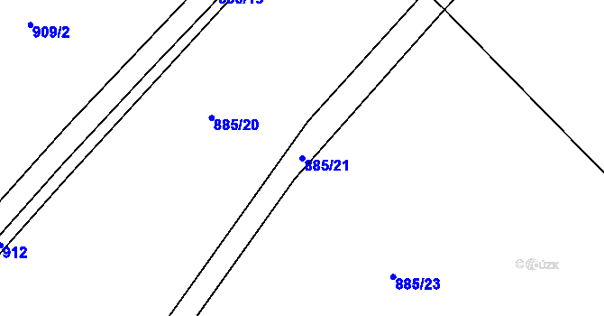 Parcela st. 885/21 v KÚ Nová Ves u Světlé nad Sázavou, Katastrální mapa