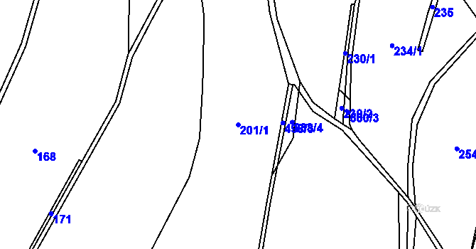 Parcela st. 201/1 v KÚ Mníšek v Krušných horách, Katastrální mapa