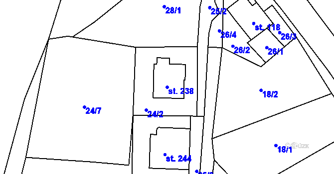 Parcela st. 238 v KÚ Nová Ves v Horách, Katastrální mapa