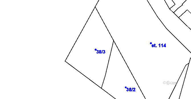 Parcela st. 38/3 v KÚ Nová Ves v Horách, Katastrální mapa