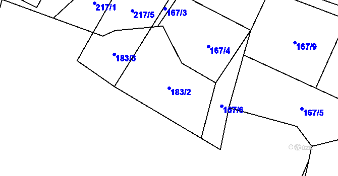 Parcela st. 183/2 v KÚ Nová Ves v Horách, Katastrální mapa