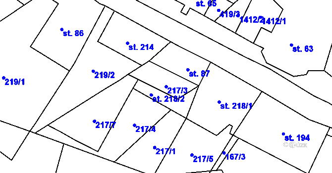 Parcela st. 217/3 v KÚ Nová Ves v Horách, Katastrální mapa