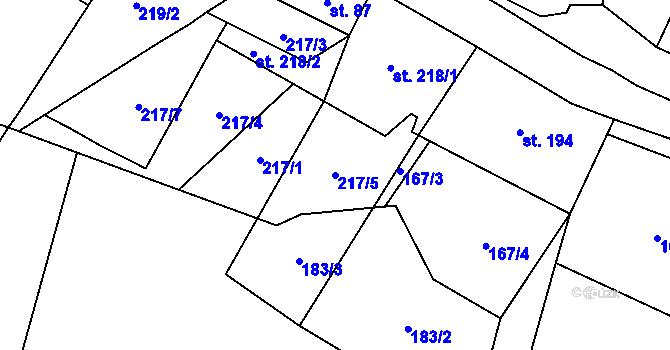Parcela st. 217/5 v KÚ Nová Ves v Horách, Katastrální mapa