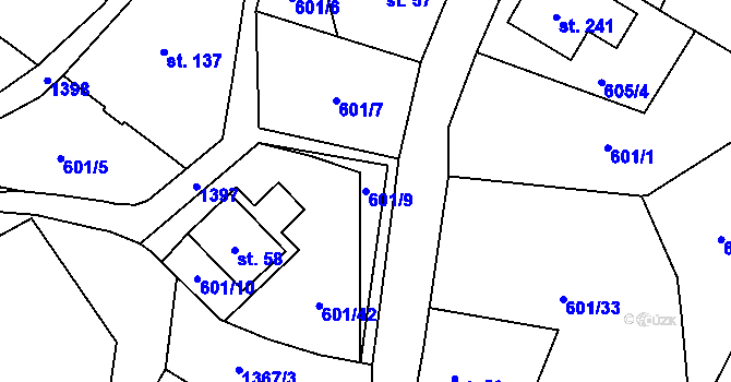 Parcela st. 601/9 v KÚ Nová Ves v Horách, Katastrální mapa