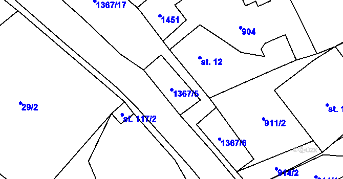 Parcela st. 1367/5 v KÚ Nová Ves v Horách, Katastrální mapa