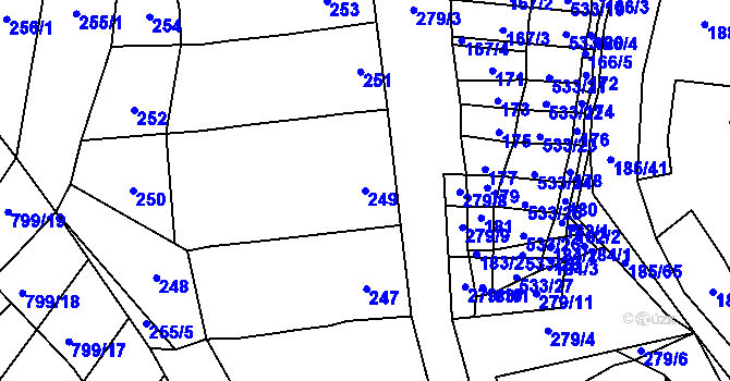 Parcela st. 249 v KÚ Nové Bránice, Katastrální mapa