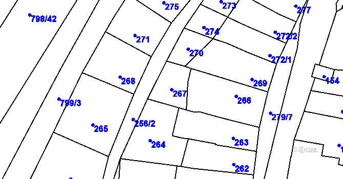 Parcela st. 267 v KÚ Nové Bránice, Katastrální mapa