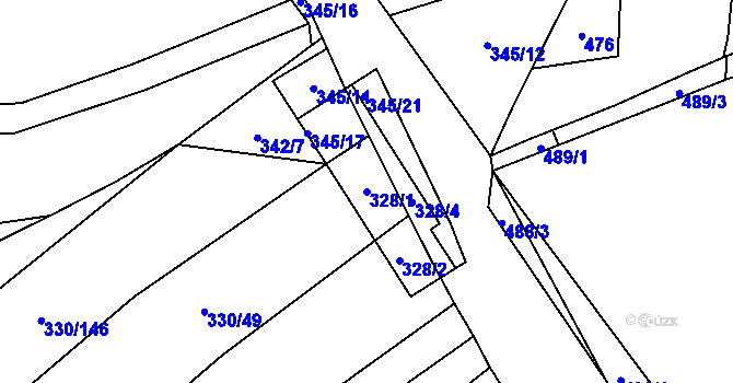 Parcela st. 328/1 v KÚ Nové Bránice, Katastrální mapa