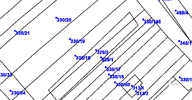 Parcela st. 329/2 v KÚ Nové Bránice, Katastrální mapa