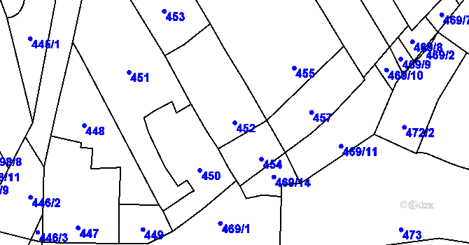 Parcela st. 452 v KÚ Nové Bránice, Katastrální mapa