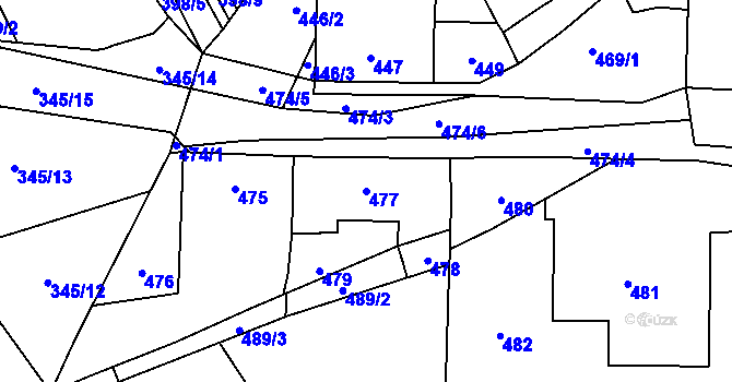 Parcela st. 477 v KÚ Nové Bránice, Katastrální mapa