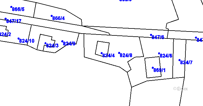 Parcela st. 824/4 v KÚ Nové Bránice, Katastrální mapa