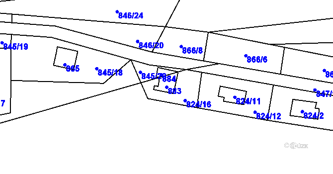 Parcela st. 883 v KÚ Nové Bránice, Katastrální mapa