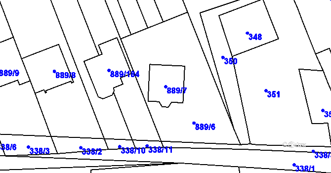 Parcela st. 889/7 v KÚ Nové Bránice, Katastrální mapa
