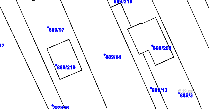 Parcela st. 889/14 v KÚ Nové Bránice, Katastrální mapa