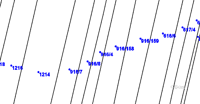 Parcela st. 916/4 v KÚ Nové Bránice, Katastrální mapa