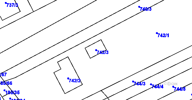 Parcela st. 742/3 v KÚ Nové Bránice, Katastrální mapa