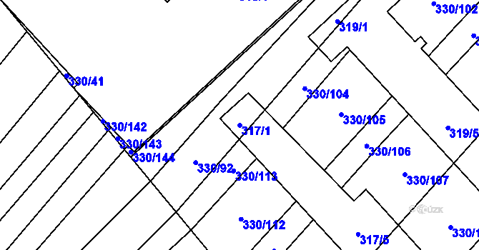 Parcela st. 317/1 v KÚ Nové Bránice, Katastrální mapa