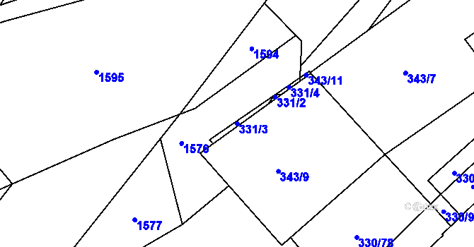 Parcela st. 331/3 v KÚ Nové Bránice, Katastrální mapa