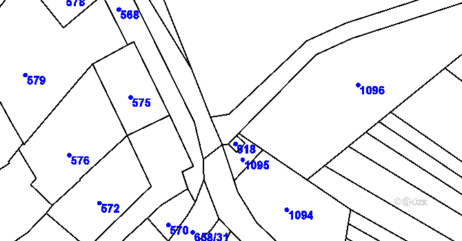 Parcela st. 658/6 v KÚ Nové Bránice, Katastrální mapa