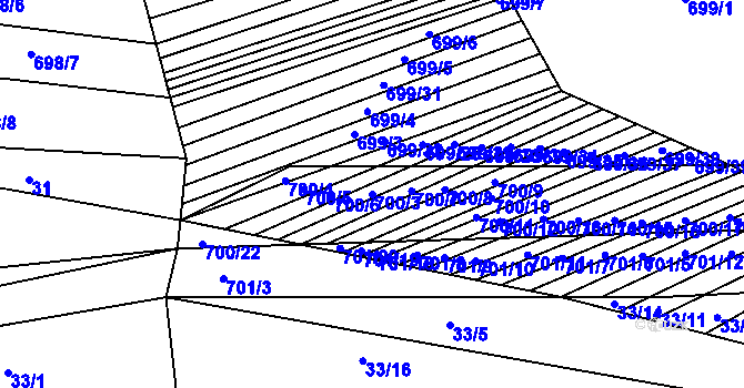 Parcela st. 700/3 v KÚ Nové Bránice, Katastrální mapa