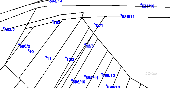 Parcela st. 12/3 v KÚ Nové Bránice, Katastrální mapa