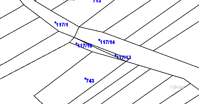 Parcela st. 117/12 v KÚ Nové Bránice, Katastrální mapa