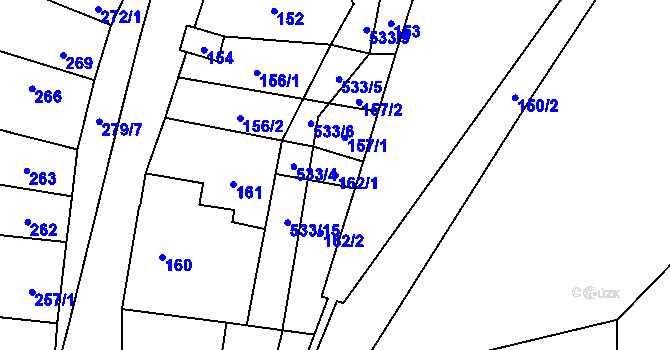 Parcela st. 162/1 v KÚ Nové Bránice, Katastrální mapa