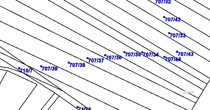 Parcela st. 707/36 v KÚ Nové Bránice, Katastrální mapa