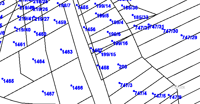 Parcela st. 199/15 v KÚ Nové Bránice, Katastrální mapa