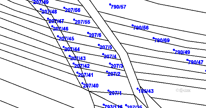 Parcela st. 207/4 v KÚ Nové Bránice, Katastrální mapa