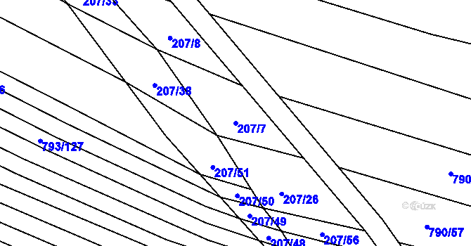 Parcela st. 207/7 v KÚ Nové Bránice, Katastrální mapa