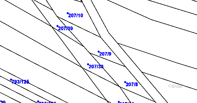 Parcela st. 207/9 v KÚ Nové Bránice, Katastrální mapa