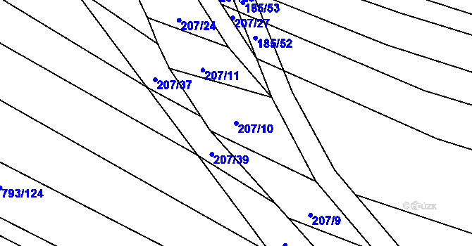 Parcela st. 207/10 v KÚ Nové Bránice, Katastrální mapa