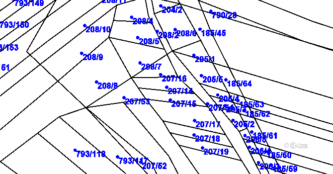 Parcela st. 207/14 v KÚ Nové Bránice, Katastrální mapa