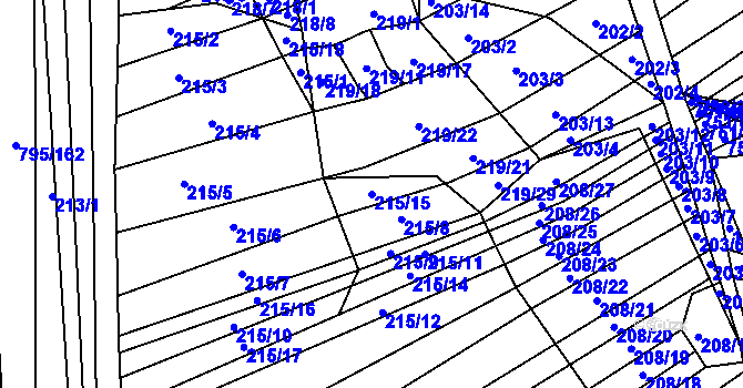 Parcela st. 215/15 v KÚ Nové Bránice, Katastrální mapa