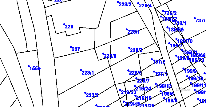 Parcela st. 228/6 v KÚ Nové Bránice, Katastrální mapa