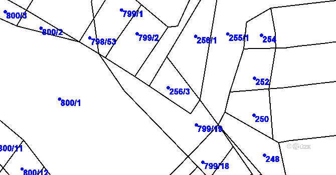 Parcela st. 256/3 v KÚ Nové Bránice, Katastrální mapa