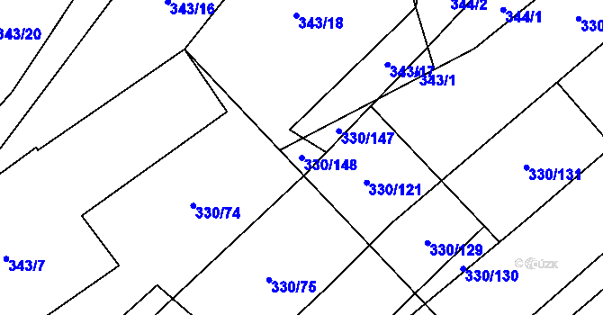 Parcela st. 330/148 v KÚ Nové Bránice, Katastrální mapa