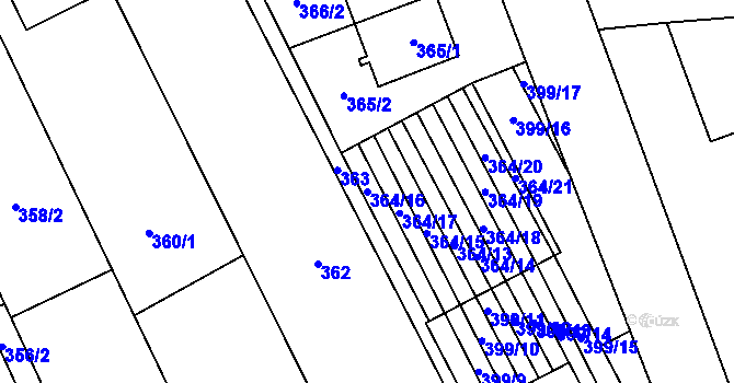 Parcela st. 364/16 v KÚ Nové Bránice, Katastrální mapa