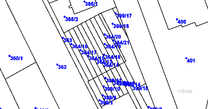 Parcela st. 364/18 v KÚ Nové Bránice, Katastrální mapa