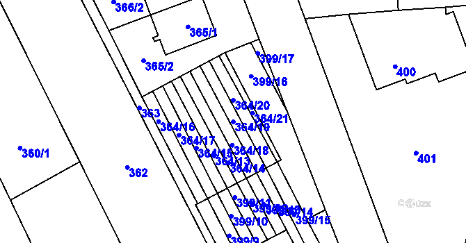 Parcela st. 364/19 v KÚ Nové Bránice, Katastrální mapa