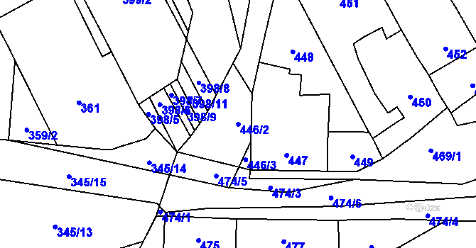 Parcela st. 446/2 v KÚ Nové Bránice, Katastrální mapa