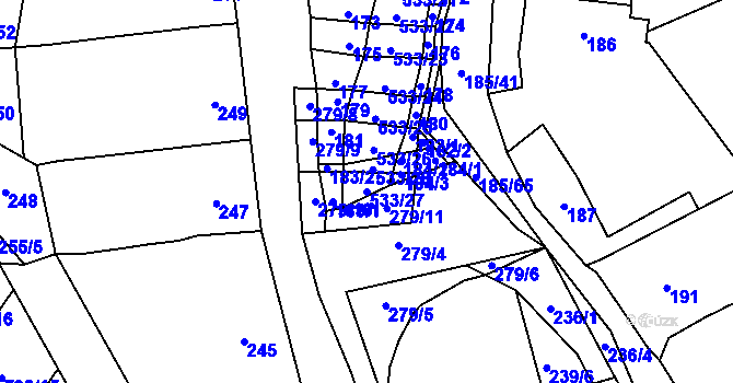 Parcela st. 533/27 v KÚ Nové Bránice, Katastrální mapa