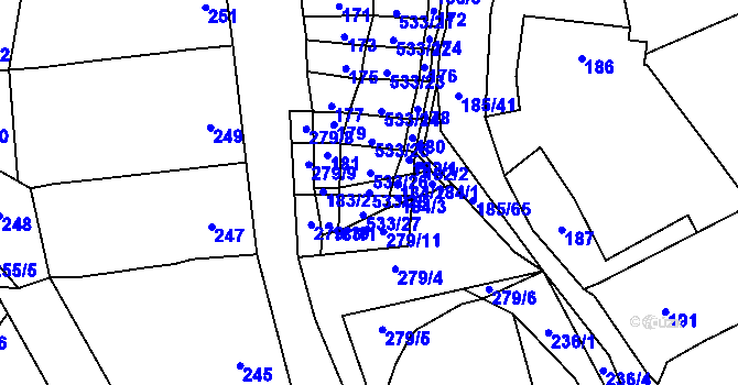 Parcela st. 533/28 v KÚ Nové Bránice, Katastrální mapa