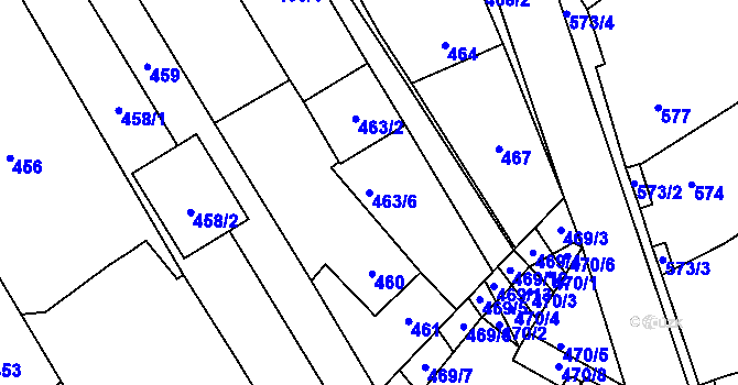 Parcela st. 463/6 v KÚ Nové Bránice, Katastrální mapa