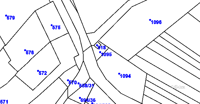 Parcela st. 1095 v KÚ Nové Bránice, Katastrální mapa