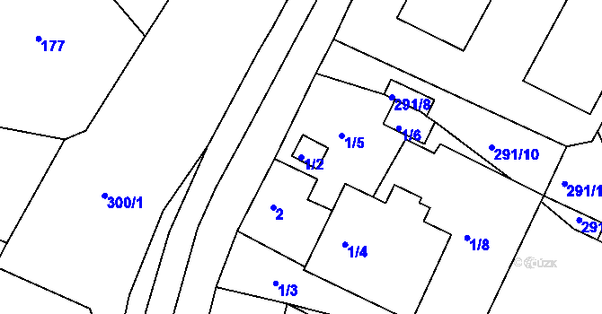 Parcela st. 1/2 v KÚ Hlízov, Katastrální mapa