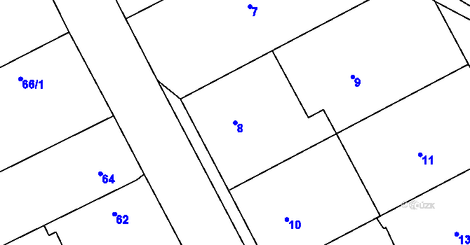 Parcela st. 8 v KÚ Hlízov, Katastrální mapa
